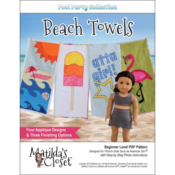Appliqued Beach Towel Pattern for 18-inch dolls