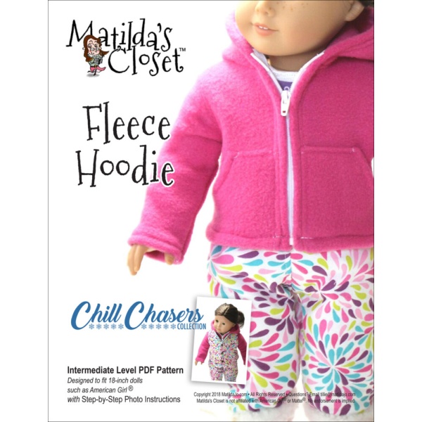 Fleece Hoodie doll sewing pattern for 18-inch dolls such as American Girl™